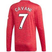 Manchester United FC Men's Mens 2020 - 2021 Man Utd Adidas Home Long Sleeve Shirt - Cavani 7 in Red | Size: Medium