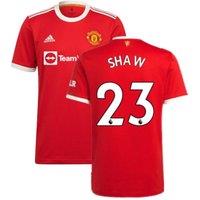 Manchester United FC Men's Mens Man Utd 2021 - 2022 Home Shirt - Shaw 23 in Red | Size: 2XL