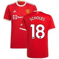 Manchester United FC Men's Mens Man Utd 2021 - 2022 Home Shirt - Scholes 18 in Red | Size: Large