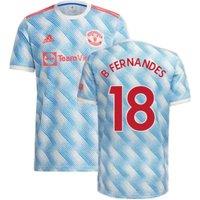 Manchester United FC Men's Mens Man Utd 2021 - 2022 Away Shirt - B Fernandes 18 in White | Size: Large
