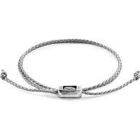 ANCHOR & CREW Men's Edward Silver & Rope SKINNY Bracelet in Grey