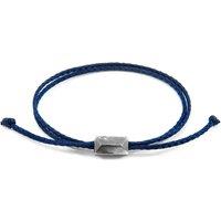 ANCHOR & CREW Men's Edward Silver & Rope SKINNY Bracelet in Navy
