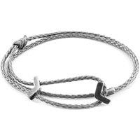 ANCHOR & CREW Men's William Silver & Rope SKINNY Bracelet in Grey