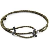 ANCHOR & CREW Men's William Silver & Rope SKINNY Bracelet in Green