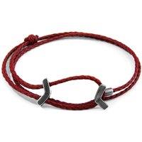 ANCHOR & CREW Men's William Silver & Rope SKINNY Bracelet in Red