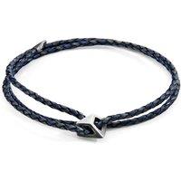 ANCHOR & CREW Men's Arthur Silver & Braided Leather SKINNY Bracelet in Blue