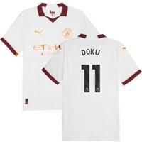 Manchester City FC Men's 2023-2024 Man City Authentic Away Shirt Doku 11 in White | Size: Medium