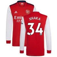 Arsenal FC Men's 2021 - 2022 Long Sleeve Home Shirt - Xhaka 34 in Red | Size: Small