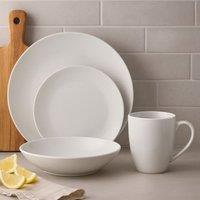 Orsina 16-Piece Dinner Set, Modern White Porcelain Dinner Set, 16 Piece White Dinner Set Ideal for Four Diners