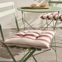 OHS 2 x Stripe Garden Chair Cushions Outdoor Seat Pads in Chocolate | Size: 40 cm x 40 cm