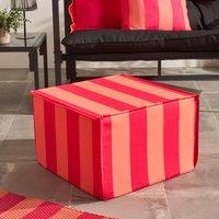 OHS Stripe Print Garden Pouffe Outdoor Stool Footrest Table Side Chair in Orange