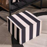OHS Stripe Print Garden Pouffe Outdoor Stool Footrest Table Side Chair in Black