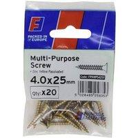 Forgefix Multi-Purpose Pozi Screw Csk St Zyp 4.0 x 25mm in Yellow