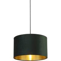Lighting Collection Green Velvet Drum Shade Gold Inner D40Cm Lamp Shade in Silver