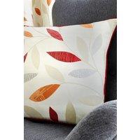 Fusion 'Beechwood' Classic Leaf Trail Print 100% Cotton Filled Cushion in Red | Size: 43 cm x 43 cm
