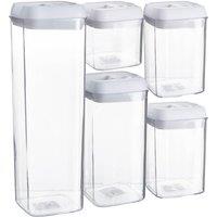 Argon Tableware 5 Piece Flip Lock Plastic Food Storage Containers Set in White