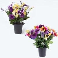 Homescapes Set of 2 Roses Artificial Flowers in Grave Vases