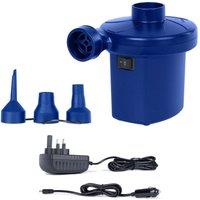 Airzzz Electric Air Pump Blue Inflatable Pump 400L min with Car Adapter & Nozzles for Airbeds Pools Camping