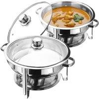 BARGAINS-GALORE 4.5 Ltr Stainless Steel Chafing Dish Tempered Glass Lid All Occasions in Silver