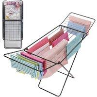 BARGAINS-GALORE 18m Cloth Dryer Rack Stand Towel Rail Airer Concertina Laundry Washing in Black