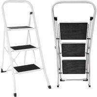 BARGAINS-GALORE Foldable 3 Step Steel Ladder Non Slip Tread Stepladder Safety Home Diy in White