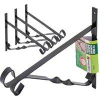 BARGAINS-GALORE 4 X Hanging Basket Bracket 10' Garden Decoration Hooks Flower Holders in Black