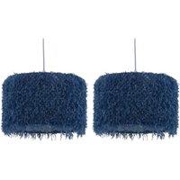 First Choice Lighting Set of 2 Rogers - Blue Shaggy 30cm Easy Fit Pendant Shades
