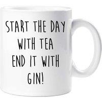 60 SECOND MAKEOVER Start The Day With Tea End It With Gin Mug in White