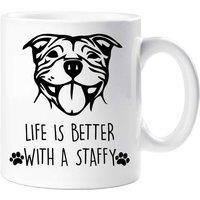 60 SECOND MAKEOVER Staffy Mug Life Is better With A Staffy in White