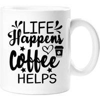 60 SECOND MAKEOVER Life Happens Coffee Helps Mug in White
