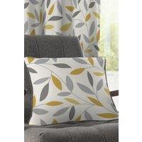Fusion 'Beechwood' Classic Leaf Trail Print 100% Cotton Filled Cushion in Mustard | Size: 43 cm x 43 cm