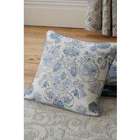 Dreams & Drapes 'Averie' Filled 100% Cotton Cushion With Delicate Floral Print in Blue | Size: 43 cm x 43 cm