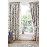 Dreams & Drapes 'Jazmine' 100% Cotton Floral Print Pair of Pencil Pleat Curtains With Tie-Backs in Lavender | Size: 117 cm width x 137 cm drop