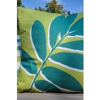 Fusion 'Leaf Print' Water & UV Resistant Filled Cushion in Green | Size: 43 cm x 43 cm