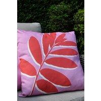 Fusion 'Leaf Print' Water & UV Resistant Filled Cushion in Pink | Size: 43 cm x 43 cm
