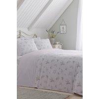 Dreams & Drapes 'Floral Sprig' Lace detail Duvet Cover Set in Lilac | Size: King