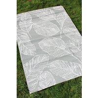 Fusion 'Matteo' Leaf Print UV Resistant Outdoor Rug in Grey | Size: 170 cm x 120 cm