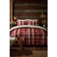 Fusion 'Mulford Check' Plush Duvet Cover Set in Red | Size: Double