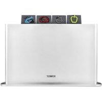 Tower Chopping Board Set of 4 with Stand, Colour Coded, Non-slip, Grey
