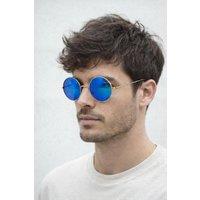 SVNX Round Metal Sunglasses In Shiny Silver