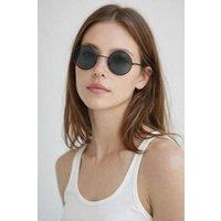SVNX Round Metal Sunglasses In Shiny Black