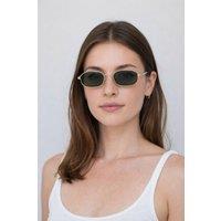 SVNX Slim Metal Oval Frame in Gold with Khaki Lenses