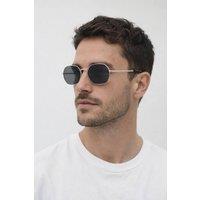 SVNX Hexagon Metal Frame Sunglasses with Mirror Lenses in Silver