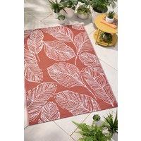 Fusion 'Matteo' Leaf Print UV Resistant Outdoor Rug in Terracotta | Size: 170 cm x 120 cm