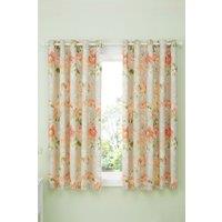 Dreams & Drapes 'Florette' Hand Painted Floral Print Light Filtering Eyelet Curtains in Natural | Size: 168 cm width x 183 cm drop