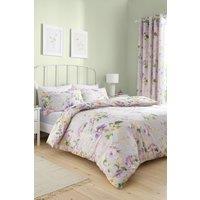 Dreams & Drapes 'Florette' Easy Care Floral Print Duvet Cover Set in Lilac | Size: Single