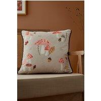 Fusion 'Woodland Dreams' Autumnal Print Velvet Filled Cushion in Chocolate | Size: 43 cm x 43 cm