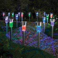 Gainsborough Set of 12 Stainless Steel Solar Garden Multi Coloured Lights
