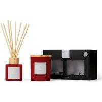 Aroma Naturals Frosted Decadence Candle & Diffuser Gift Set - Cinnamon, Clove & Orange in Red | Size: Medium