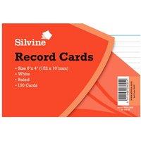 Silvine Medium Rrd Cards Pencil Feint 100 Sheets in White